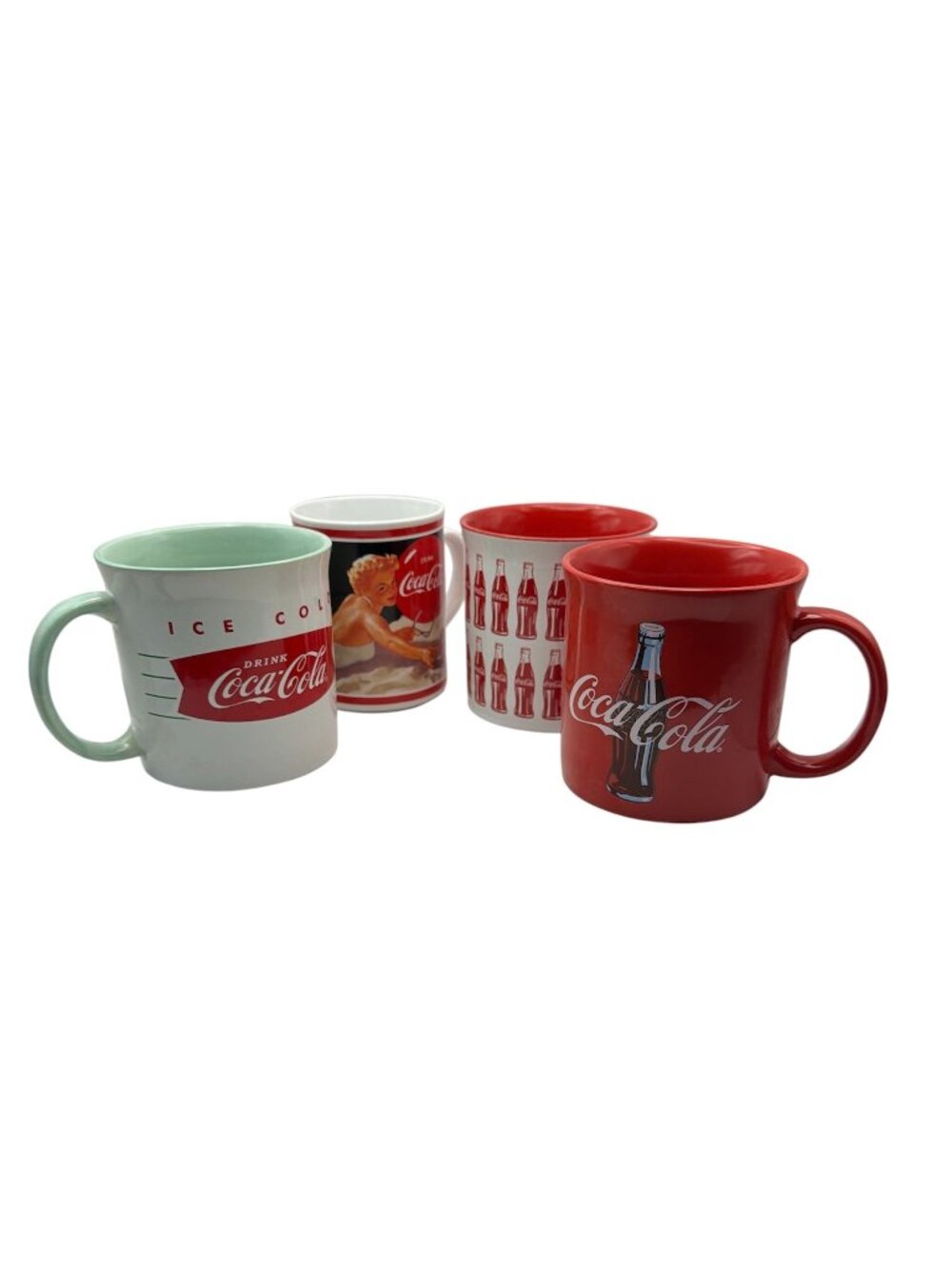 Four (4) Coca-Cola Coffee Mugs Vintage CC 1980s 10-12 oz